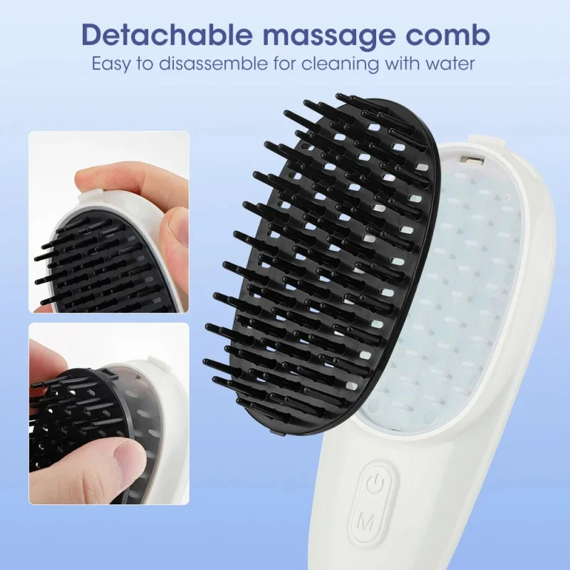 Electric High Frequency Vibration Hair Brush Massager With Two Comb Teeth Red Blue Light Electric Massage Comb Scalp Massager 5