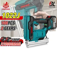 Cordless 2Gear Brushless Electric Nail Gun 1022J U Stapler Nailer With 1 Set Nails Wookworking Power Tool For Makita 18V Battery 1