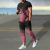 Fashion Men Tracksuit T-Shirt 2 Piece Set Short Sleeve Sportswear Suits Men Clothing Trousers Casual O-Neck Tops Pant Streetwear 3