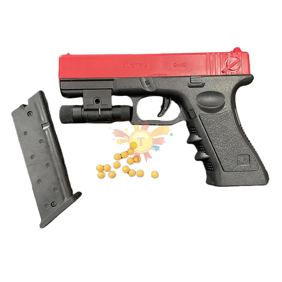 Manual G17 Toy Gun With Laser Soft Bullet Airsoft Pistol Outdoor