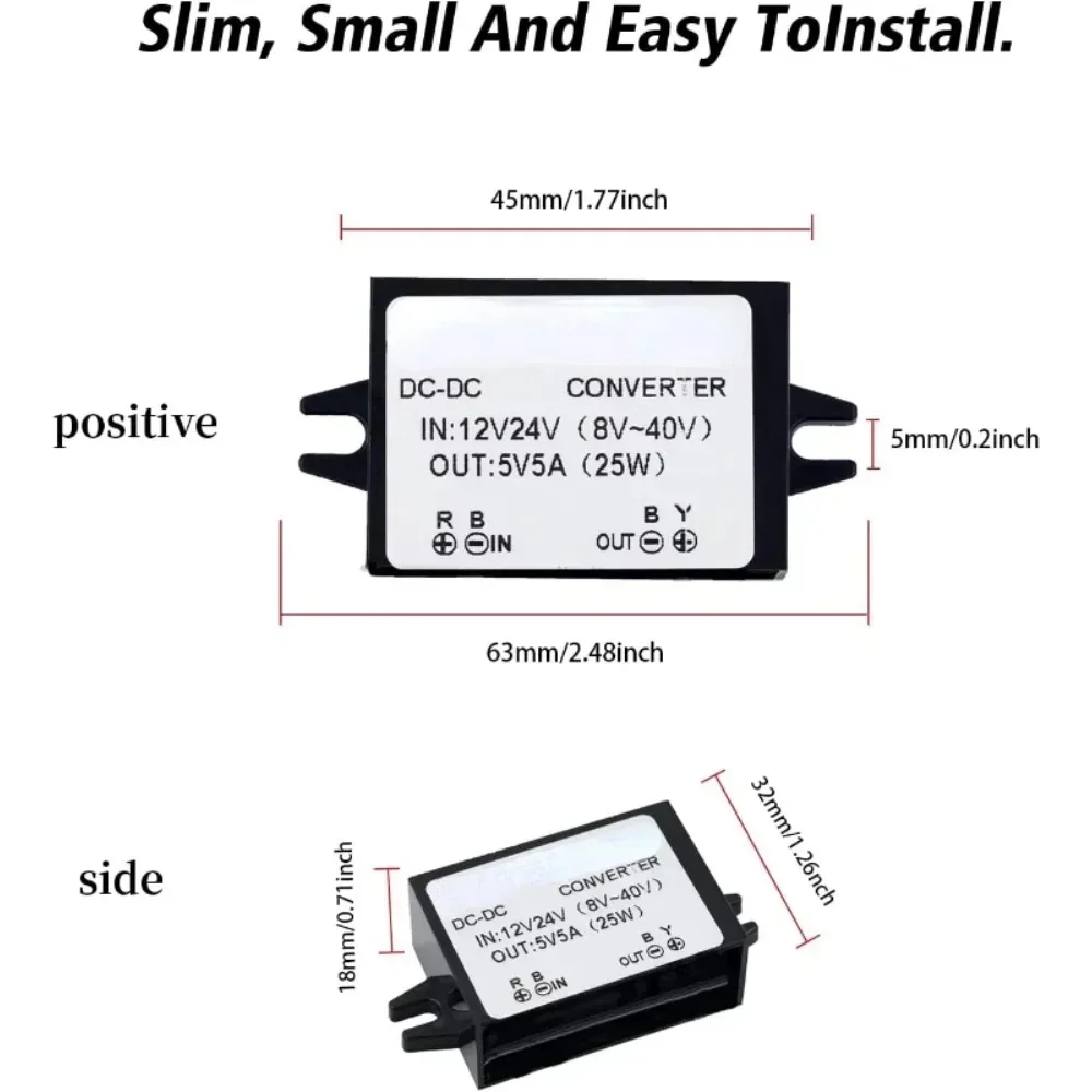 Universal DC to 5V Step Down Power Converter 5A 25W