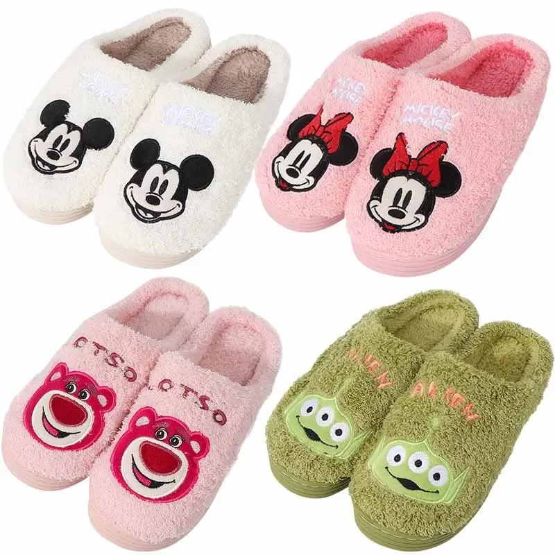

Тапочки MINISO женские хлопковые, милые Мультяшные шлепанцы с героями Диснея, аниме, лотсо, инопланетянин, Стич, Минни, Микки Маус, теплые домашние туфли для девушек, Осень-зима