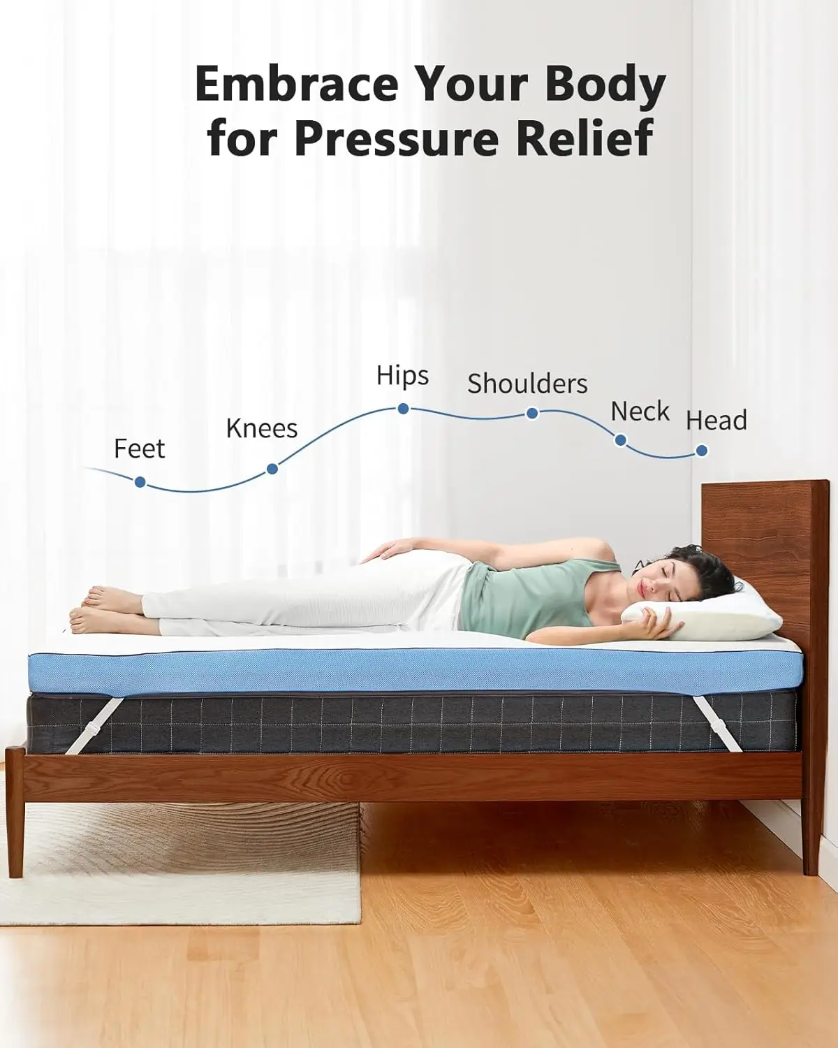 3 Inch Firm Mattress Topper , Cooling Gel-Infused Memory Foam Bed Topper for Pain Relief, High-Density Mattress Pad