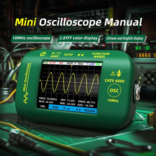 BSIDE OT2 Mini Handheld Digital Oscilloscope 10MHz 48MSa/s 2-in-1 Signal Generator Electronic Repair Tools Graphics Tester 2