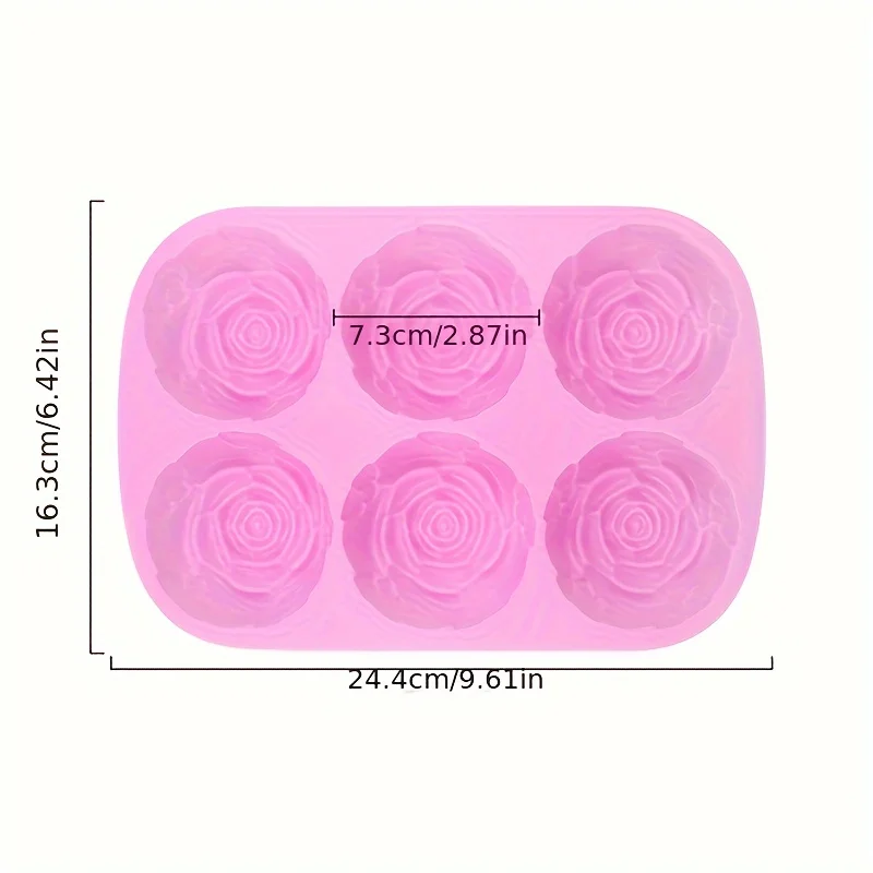 6 Holes Flower Rose Handmade Soap Candle Mold Silicone Cake Mold Bakeware Baking Dish Pan Muffin Mould Rose Ice Cube Soap mold