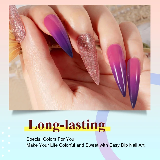 28g/Box Blue and White Temperature Color Change Dip Powder Nails Dipping  Nails Long-lasting Nails No UV Light Needed, (W-No.8)