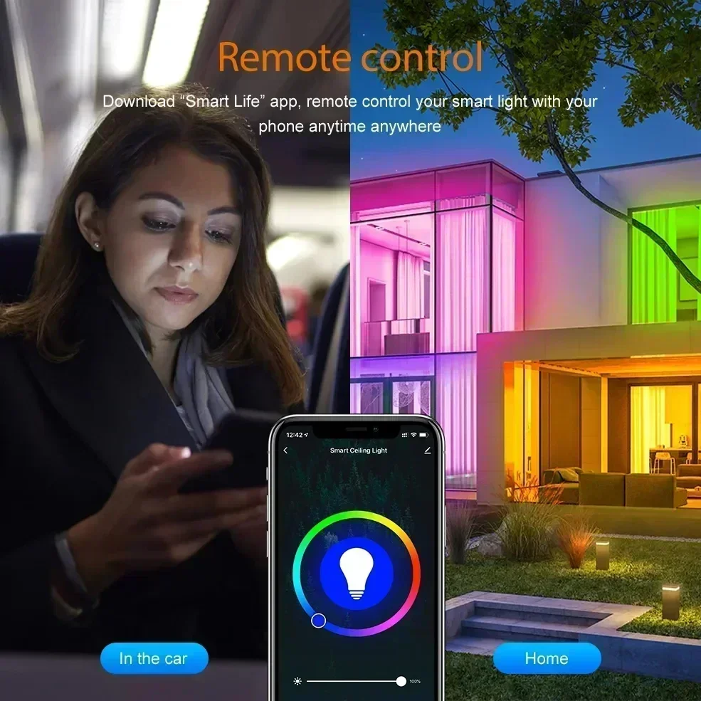 Smart Led Light Bulbs TNCE Tuya E27 Bluetooth 10/15W, LED Bulb 2700-6500k Dimmable lamp, 1600m color RGBCW Lights, Work with Smart Life app tuya smart