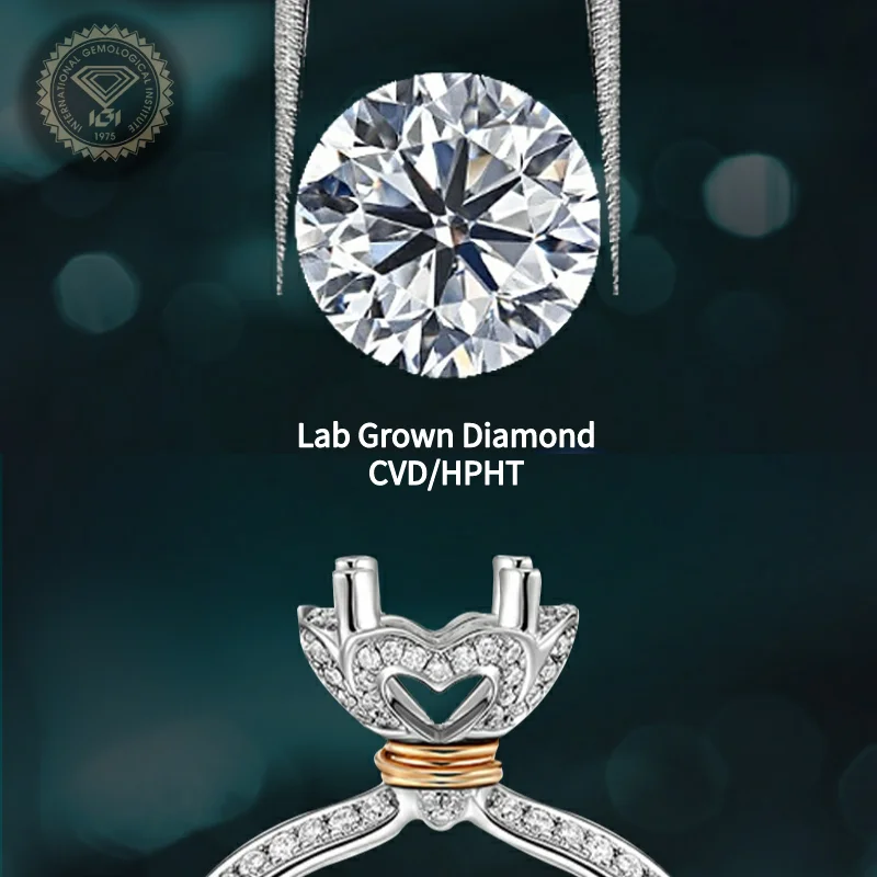 

Custom Jewelry CVD HPHT Lab Grown Diamond Ring for Women Engagement Wedding Ring