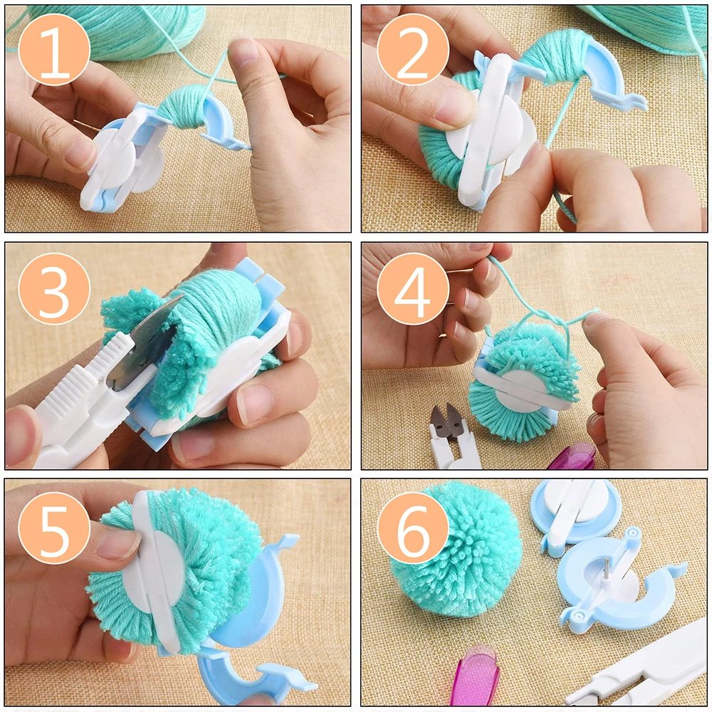 4 Sizes Portable Pompom Maker Essential Pom-pom Maker Fluff Ball Weaver Needle Craft Home DIY Knitting Wool Tools