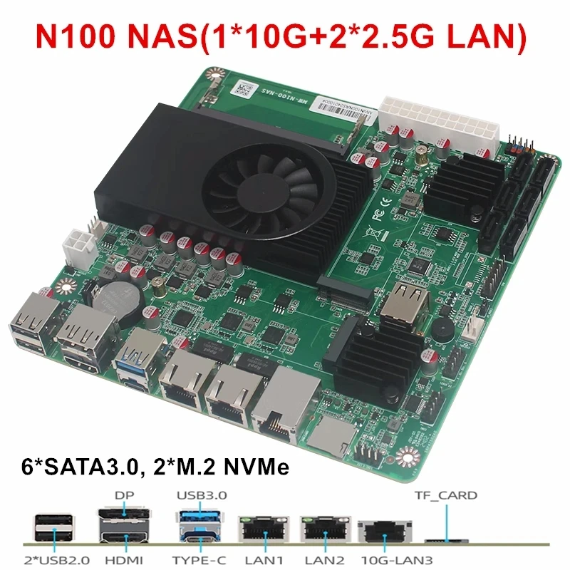 Topton N18 Intel N150 i3-N305 NAS Motherboard 6-Bay 1*10G 2*i226-V 2.5G 3LAN 6*SATA3.0 2*M.2 NVMe 1*DDR5 Firewall ITX Mainboard 2
