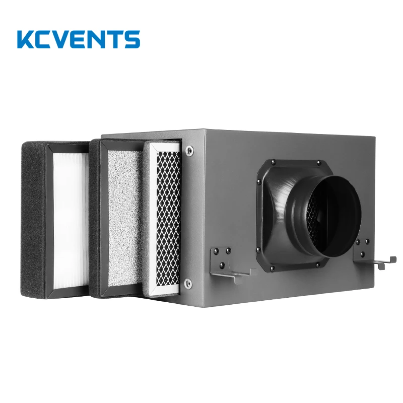 KCvents 3 Layers Purification Fresh Air Filter Box Hepa Carbon Filter Ventilation System