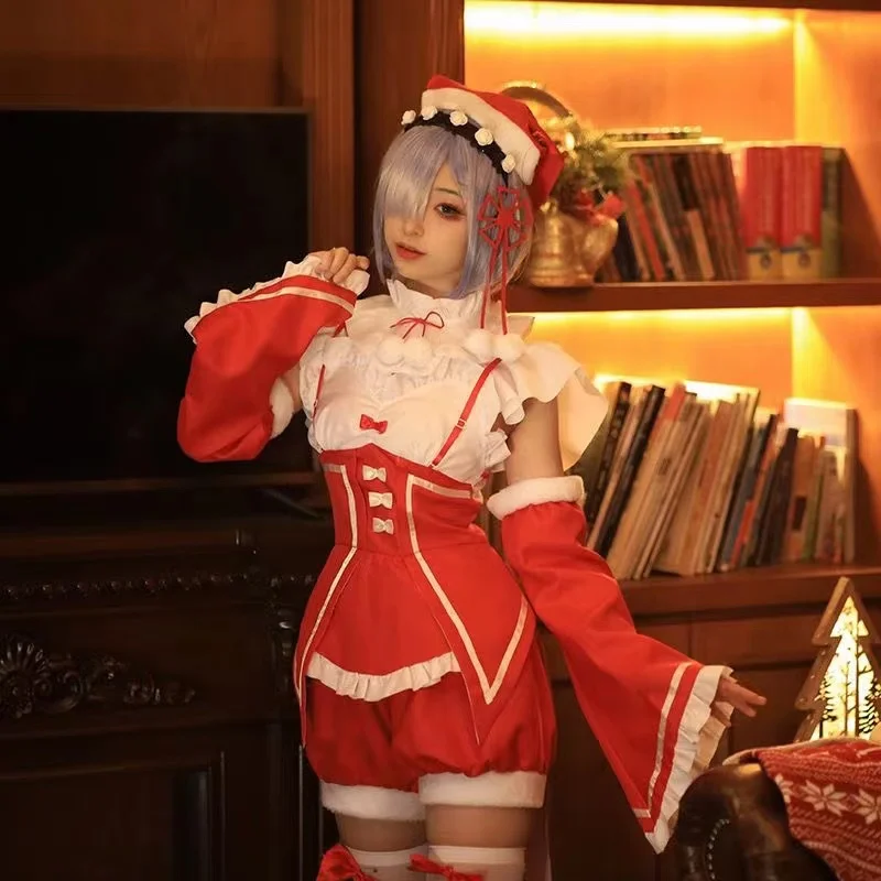 

Cosplay Rem Role-playing Anime Game Christmas Rem Sexy Maid Dress Up Ram Game Stage Clothing Dress Headdress Set Gift