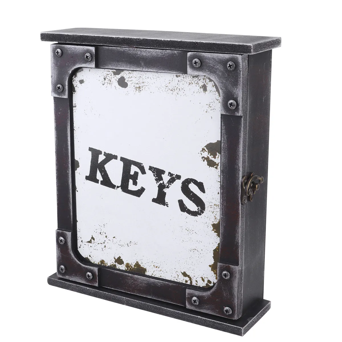 나무 열쇠 보관함 레트로 스타일 흰색 벽걸이형 레터 프린트 키 홀더 정리대 가정 사무실 현관 주방용