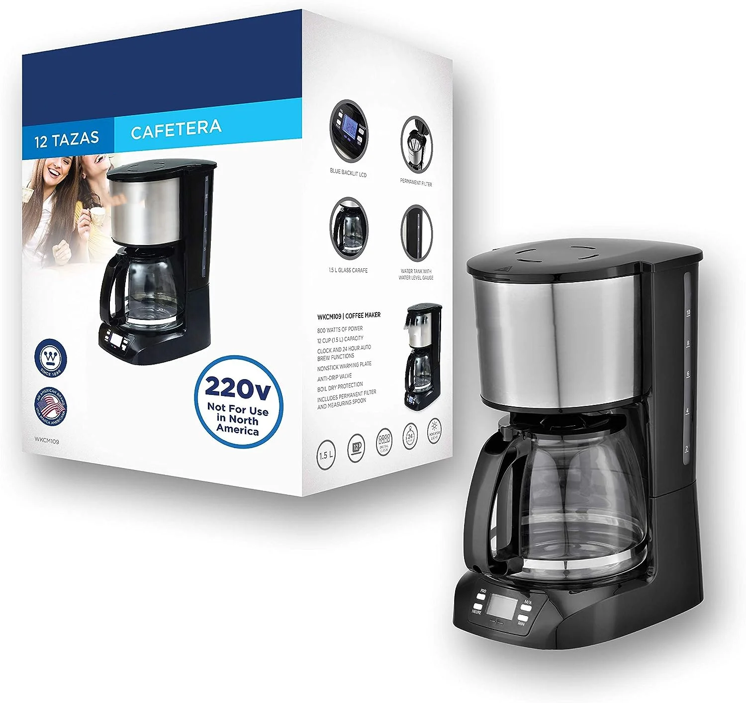 

volts coffee maker 220v 240 volt Digital Programmable Coffee Machine Permanent Filter & Hot Plate (NOT FOR USE IN USA)