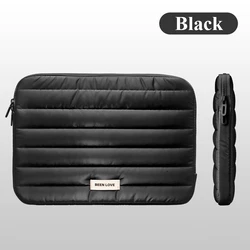 Puffy Laptop Sleeve Cover Bag - Fashionable Soft Case for Tablets and Notebooks (Black)