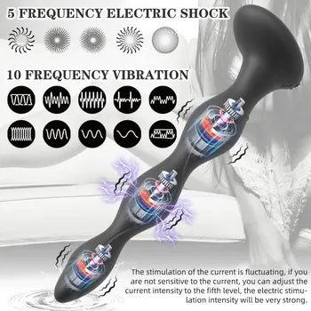 5-Frequency Electric Shock Butt Plug Anal Plug Vibrator Anal Bead Female Masturbator Prostate Massager Erotic Sex Toys for Women 2