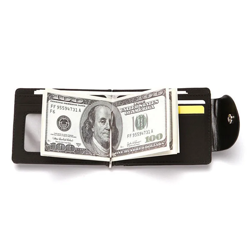 Fashion men's PU leather wallet ultra-thin dollar clip trendy multi-card slot card holder business credit card holder for men leather bifold wallet id credit card holder