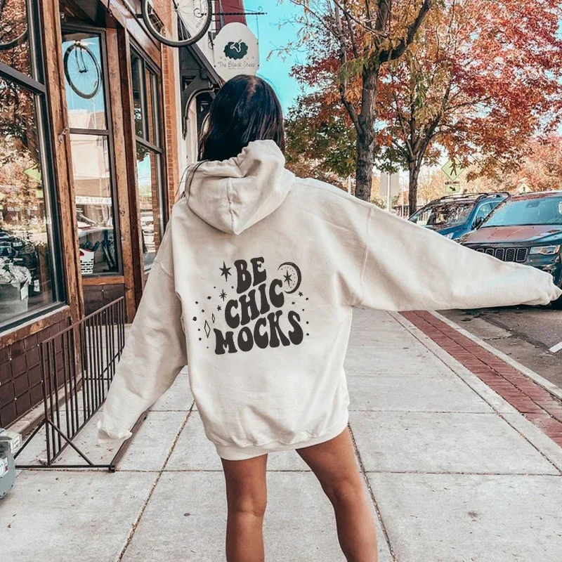 

Свитшот женский/мужской свободного кроя с капюшоном и надписью