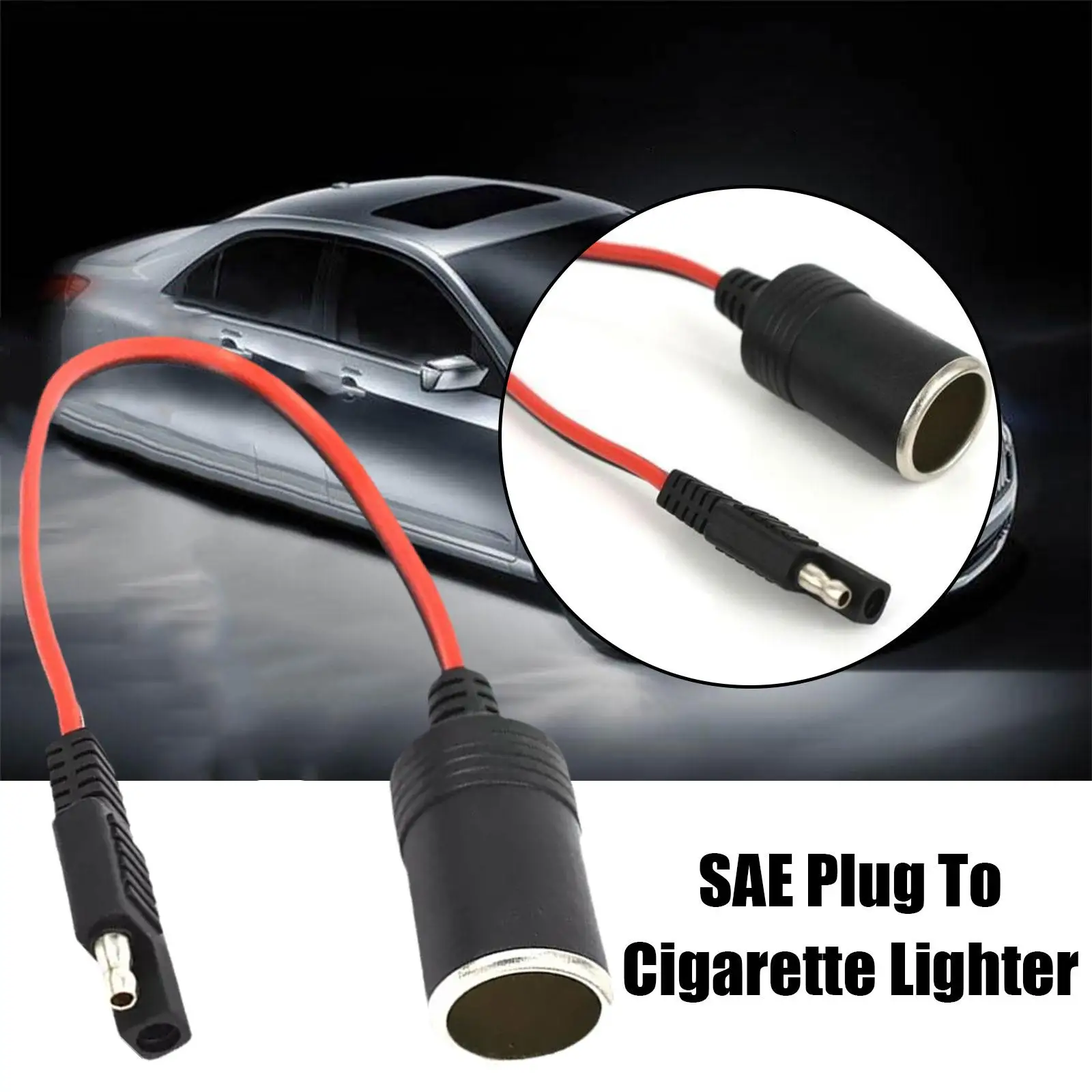 14AWG Female Cigarette Lighter Socket To Sae With Sae Connector Quick Disconnect 2 Pin Extension Release Cable Plug D8J2