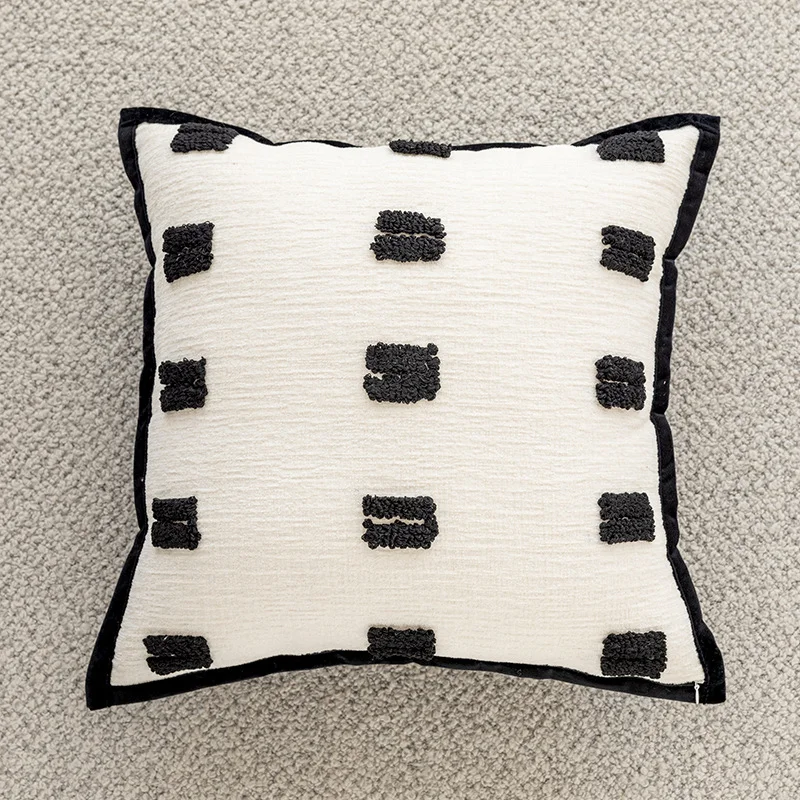 Black Square-Border polyester cotton pillow cover