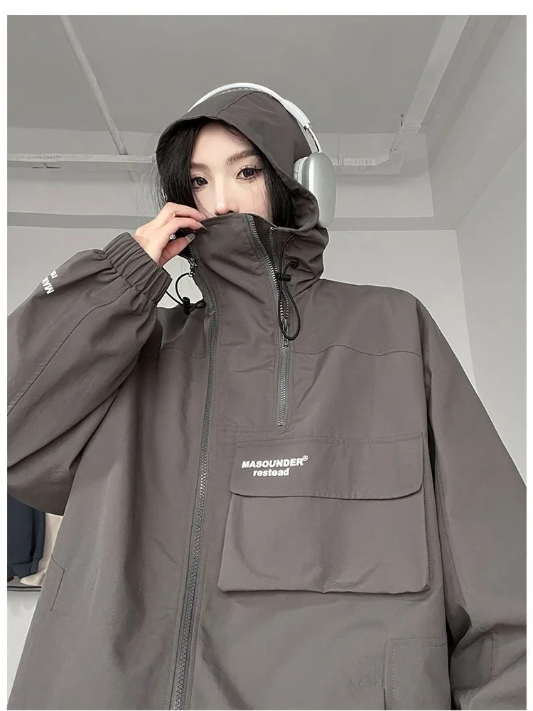 Spring And Autumn New Man Women Trench Jacket Charge Coat Couple Loose Pocket Casual Outdoor Loose Coat