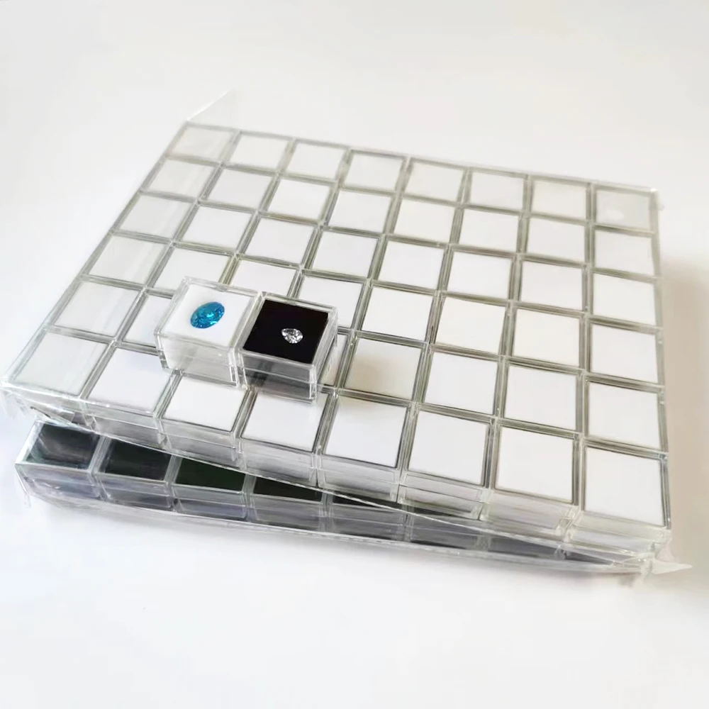 48Pcs Clear Square Jewelry Storage Box Beads Loose Diamond Gems Stone Gift Packaging Organizer Ring Earring Pearl Display Holder