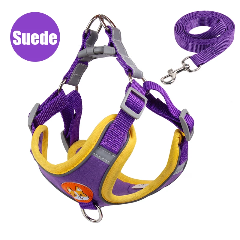 Dog Harness with Leash Set Reflective Walking Running Dogs Collars No Pull Outdoors Travel Pet Chest Strap Vest for Small Dogs 