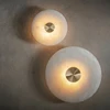 Natural Stone LED Wall Lamp Gold Copper Round Marble Sconce Home Deco For Aisle Foyer TV Background Bedside Shop Office Lighting 5