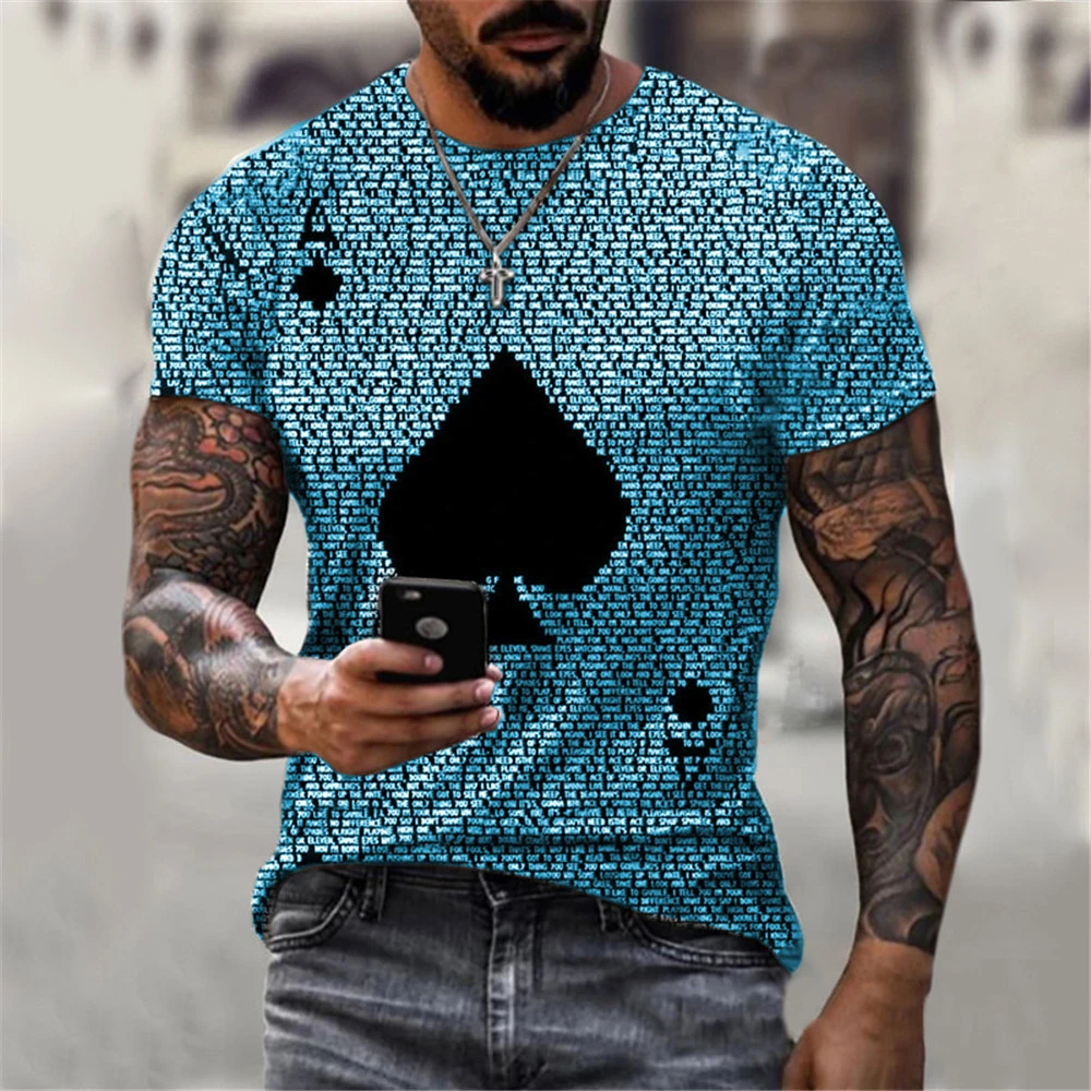 shirts for men Poker Graphic T Shirts For Men Clothing Camisetas Tops Tee Ropa Hombre Streetwear Camisa Masculina Verano Roupas Koszulki full t shirt for men