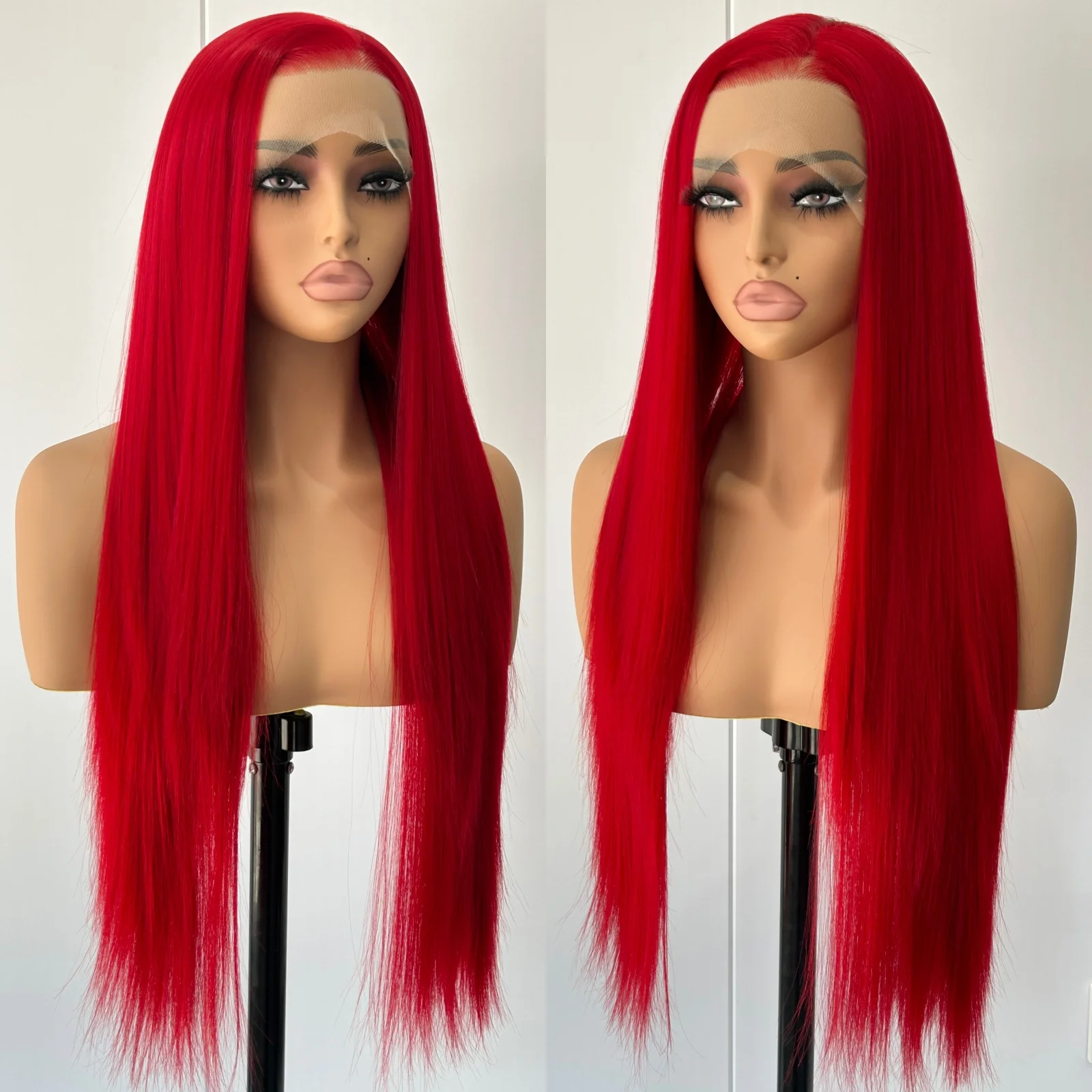 Lace Front Wig 13X4 Burgundy Red Wig Long Straight Synthetic Lace Front Wig Dark Wine Colored Hair Lace Frontal Wigs for Women Party Cosplay