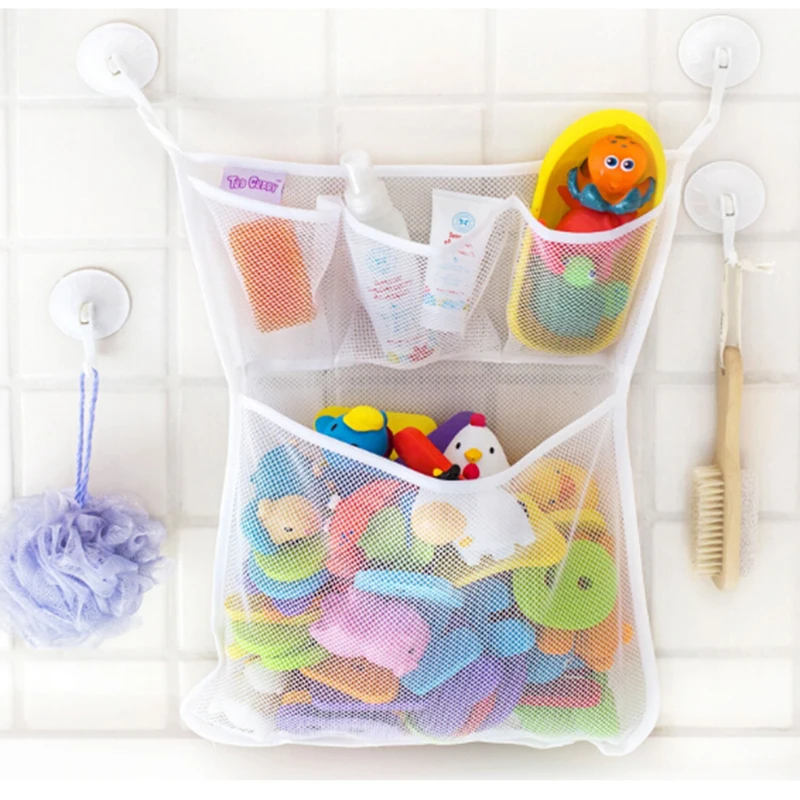 Baby Bathroom Mesh Bag for Children Bath Toy Bag Net Suction Cup Baskets Kids Bathtub Doll Organizer Bath Toy Storage Net Bag