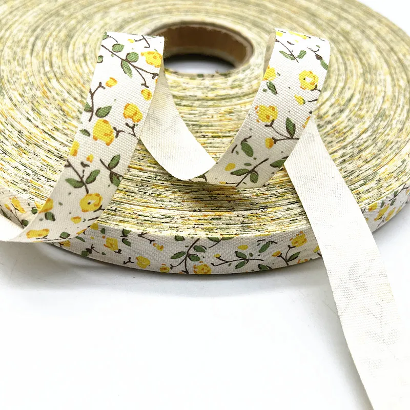 Cotton ribbon 5yds 15mm Butterfly/Flower Printed Ribbons for Wedding Christmas Decoration DIY Sewing Fabric Handmade Design
