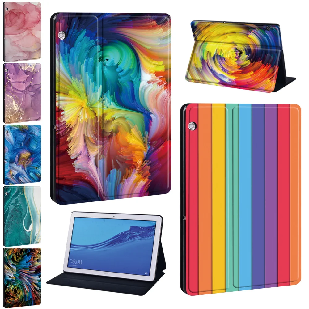 Custodia Per Tablet Huawei Mediapad M5 Lite 10.1 /M5 10.8 /Mediapad M5 Lite 8 /T3 8.0/T3 10 9.6 /T5 10 10.1 Cover Con Motivo Ad Acquerello