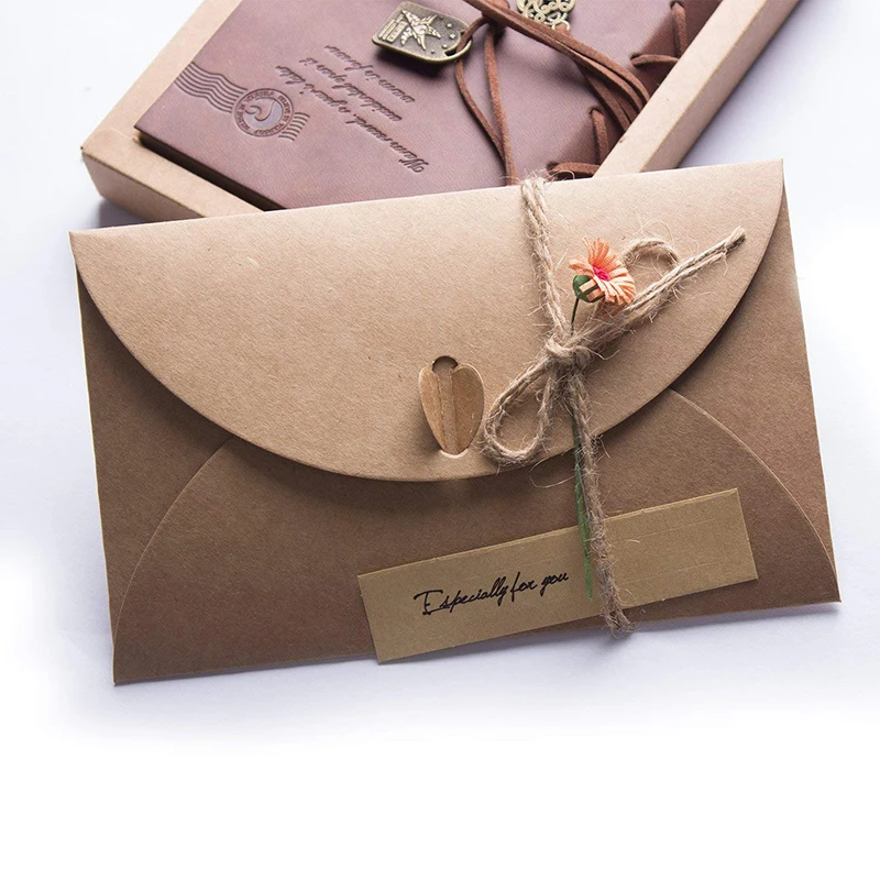 Homemade Kraft Paper Handmade Dried Flower Invitation Cards With Envelopes And Wedding Gifts Random Patterns 9 Pieces greeting cards wedding invitations