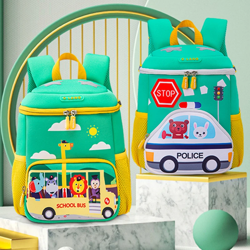 Children School Bags for Boys Girls Cute Kids Cartoon Printing BUS CAR Backpacks Kindergarten Schoolbags Toddler Baby Book Bags