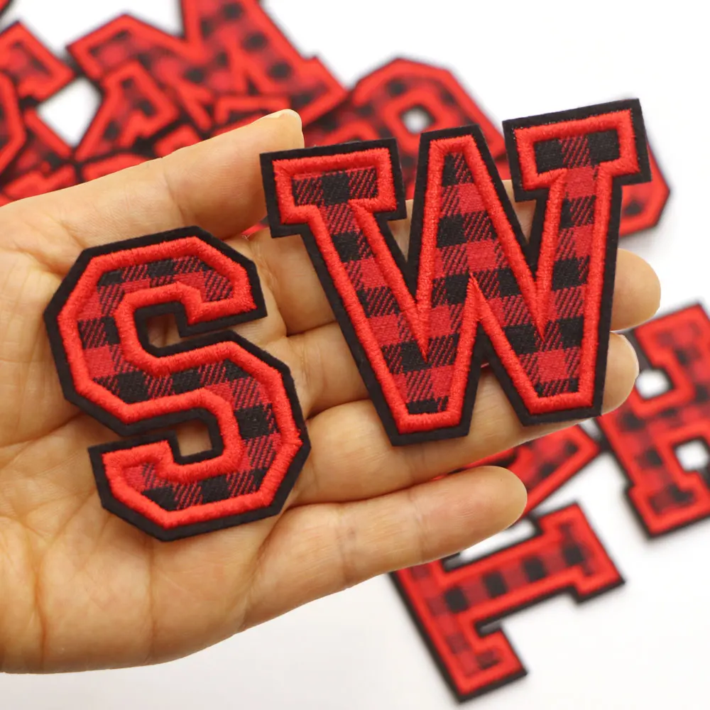 1PC XMAS  Red Letters A-Z Embroidered Applique Patches for Clothes, Skirts, Hats, Socks, Jeans DIY Accessories