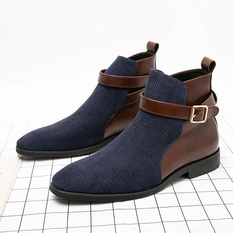 Golden Sapling Casual Business Boots Men Fashion Leathe Shoes Leisure Flats Platform Men's Chelsea Boot Office Dress Party Shoe