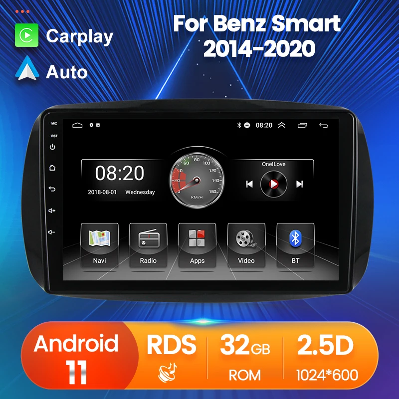 Android11AutoVideoPlayerGPSTrackCarplayFrMercedesBenzSmart