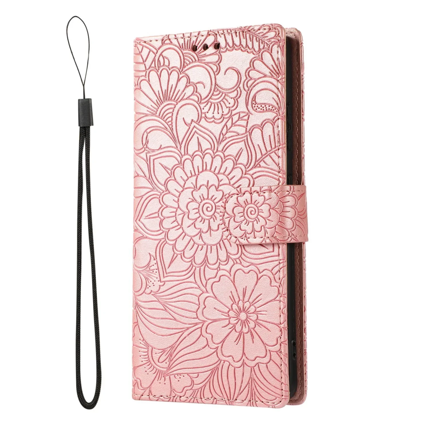 Premium Embossed Leather Wallet Phone Case with Card Holder