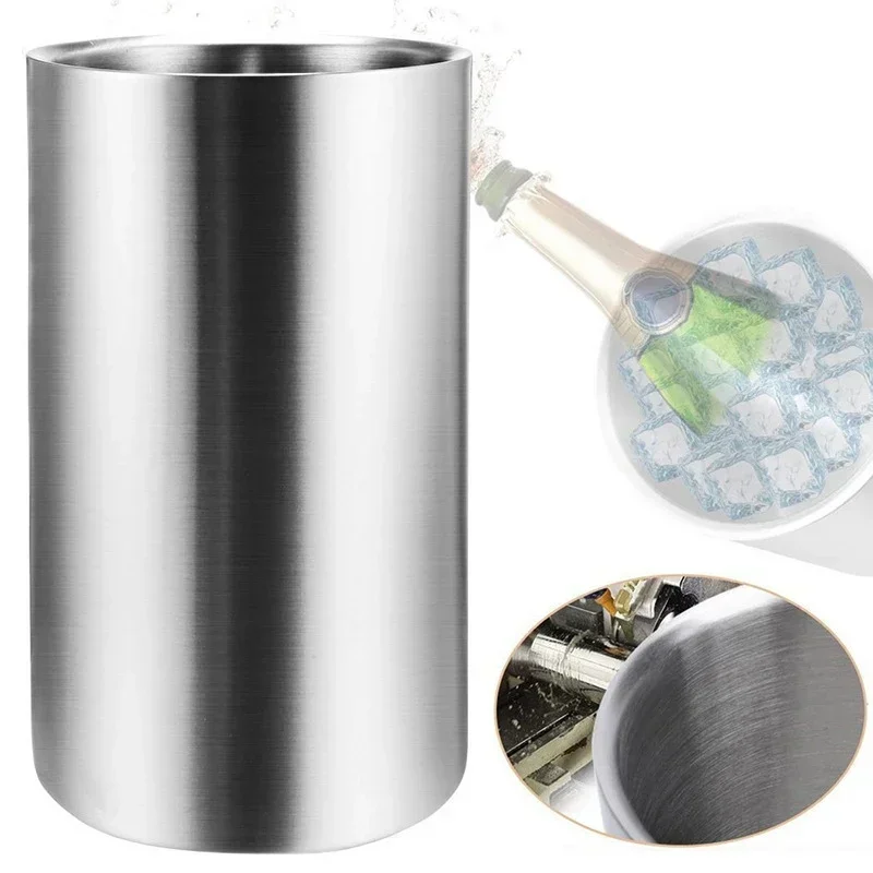 Wine Cooler Bucket Double Wall Wine Bottle Cooler Holder Champagne Beer Chiller Ice Bucket Bar Tool wine cooler sleeve beer bottle cooler drink cooler
