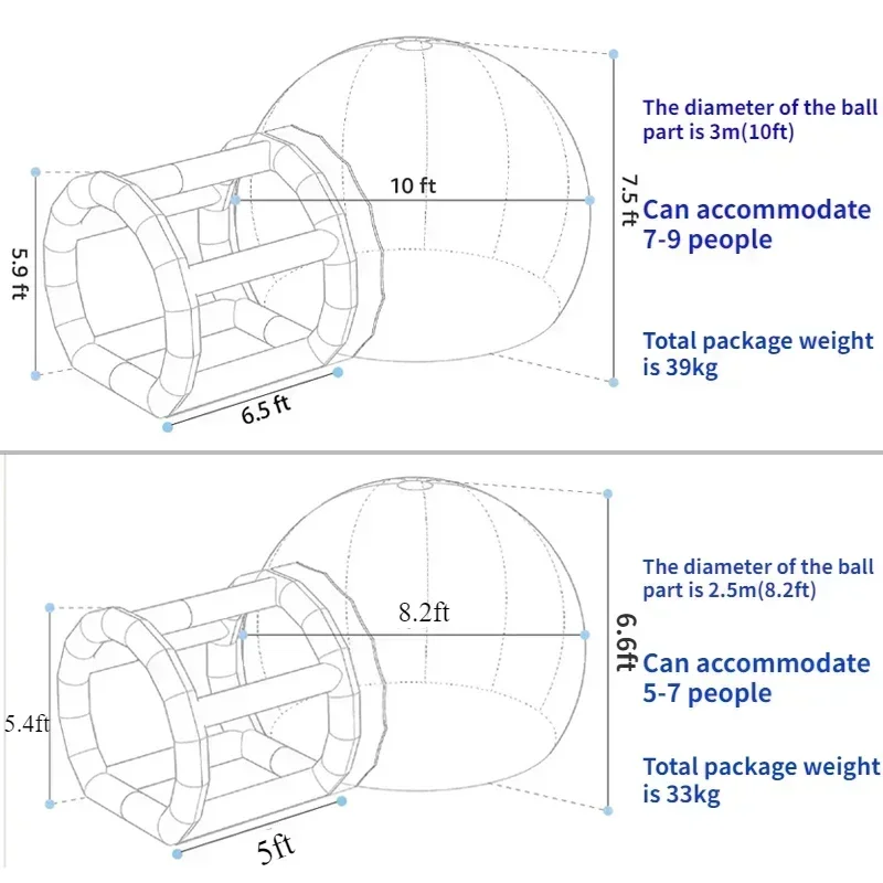 Description Picture 2 of itemInflatable Bubble House,Commercial Grade PVC Clear Bubble House with Air Pump and Blower,Bubble Tent for Family & Birthday Party