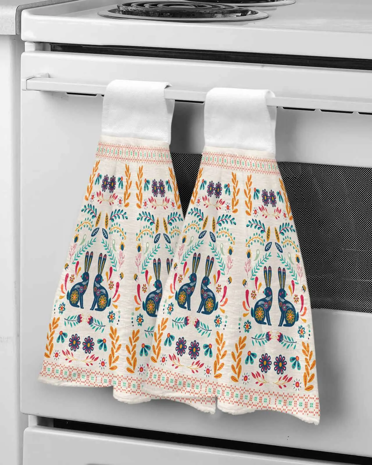 

Easter Bunny Floral Boho Hand Towels Kitchen Bathroom Hanging Cloth Quick Dry Soft Absorbent Microfiber Towels