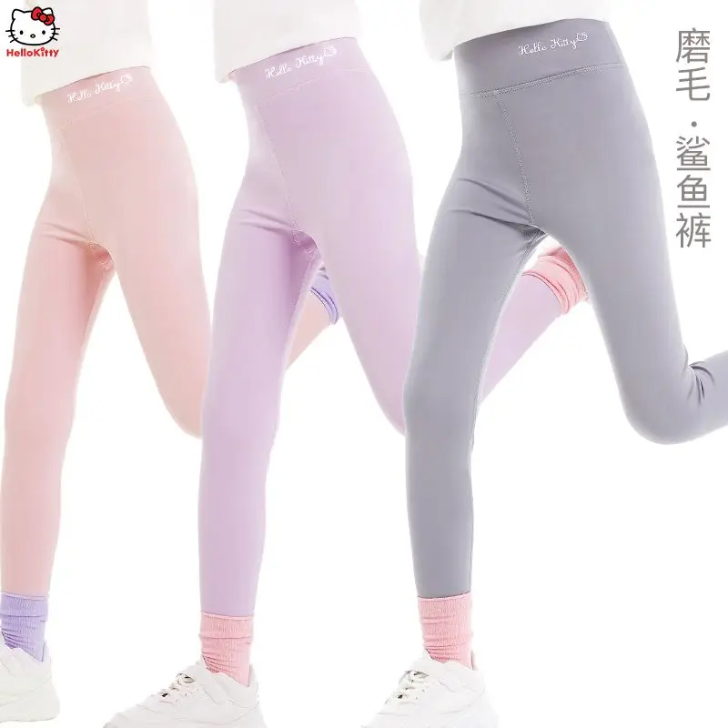 

Spring Kawaii Sanrioed Anime Hellokittyed Cotton Fiber Shark Pants Cute Cartoon Yoga Pants Comfortable and Elastic Long Pants