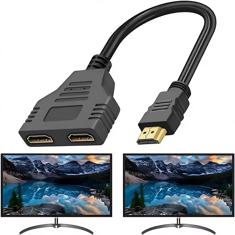 HDMI 호환 1 입력 2 출력 분배기 케이블 듀얼 포트 남성-여성 어댑터 1080..