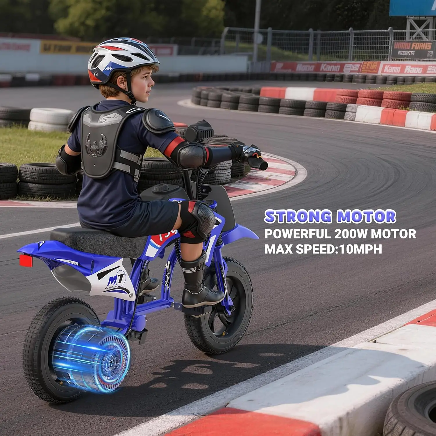 25V Electric Dirt Bike 200W Electric Motorcycle Up to 10MPH & 7 Miles Long Range 3-Speed Modes Motorcycle for Kids Ages 3-10