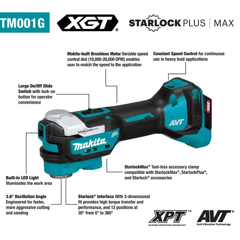 MAKITA TM001GZ 40V MAX XGT Cordless Brushless Oscillating Multi-Tool Durable Rechargeable Tool Makita Lithium Power Tools TM001G 2