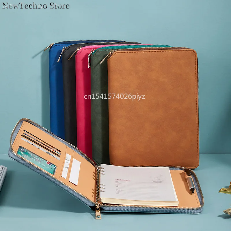 Business A5 Zipper Bag Loose-Leaf Notebook Stationery Multifunctional Creative Notepad Manager Bag Portable