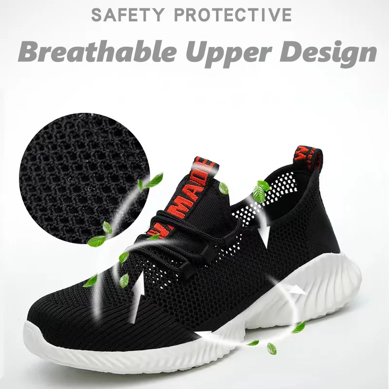 Lynjacye Summer Breathbale Air Mesh Steel Toe Work Shoes Breathable Working Shoes Women Man Safety Shoes Lightweight Shoes 2