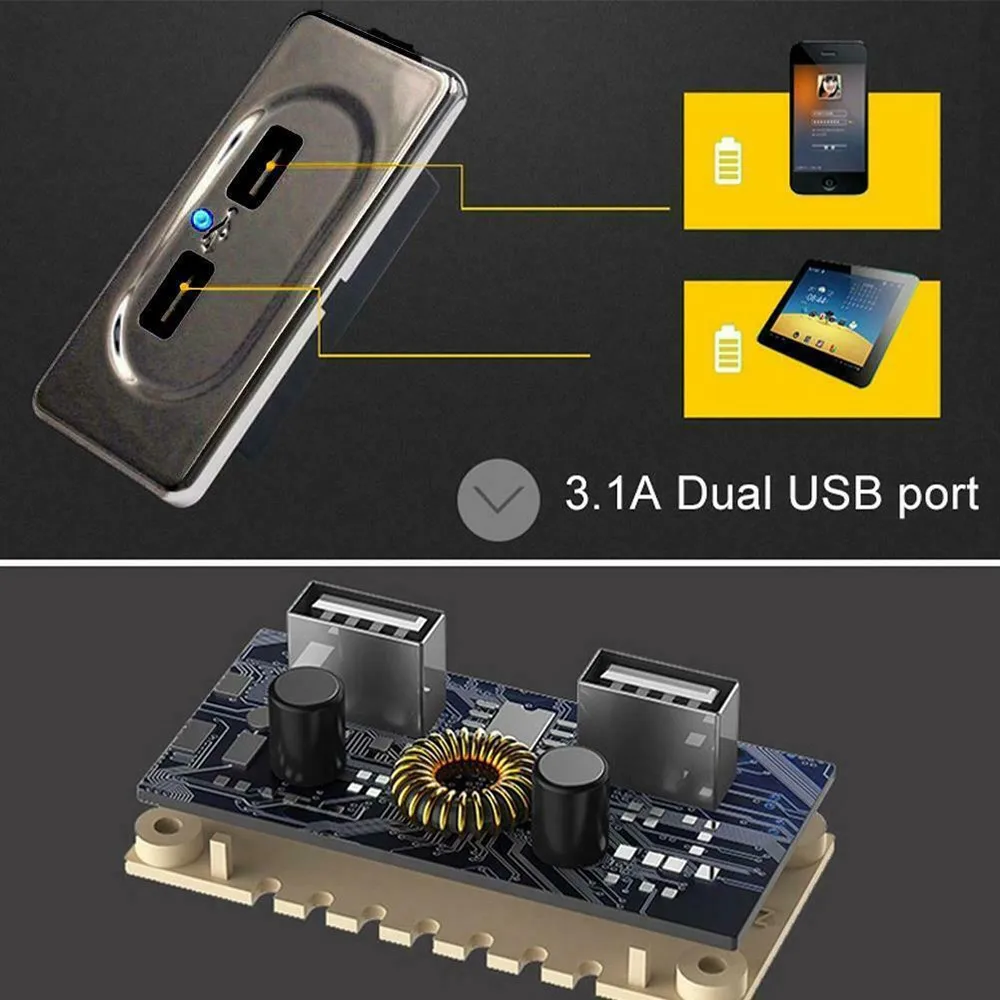 

Car Charger Socket UCC-318-2U Wear-resistance 2021 Accessories Black Dual USB Ports For 12V Motorhome Brand New