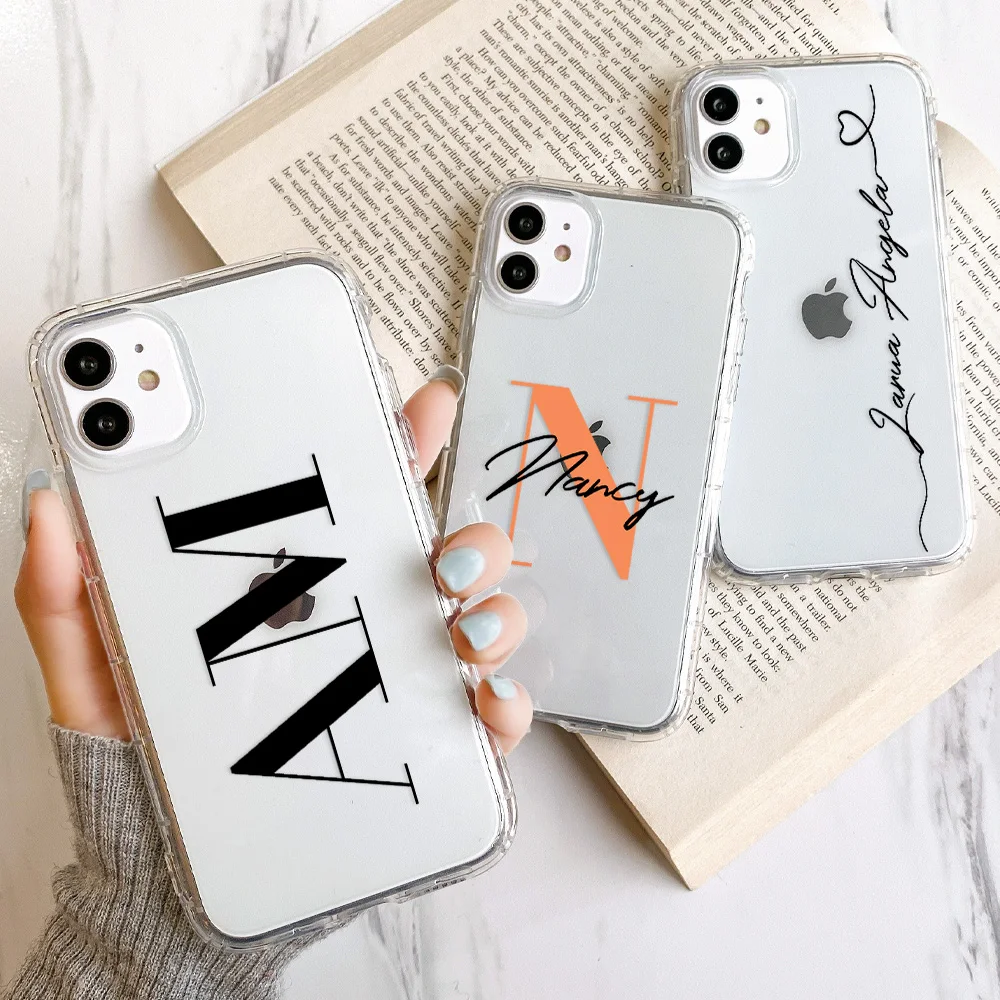 

DIY Custom Letters Phone Case For Iphone 15 Pro Case Iphone 14 11 13 12 Pro Max XR XS Max X 15 14 7 8 PLus SE Transparent Cover